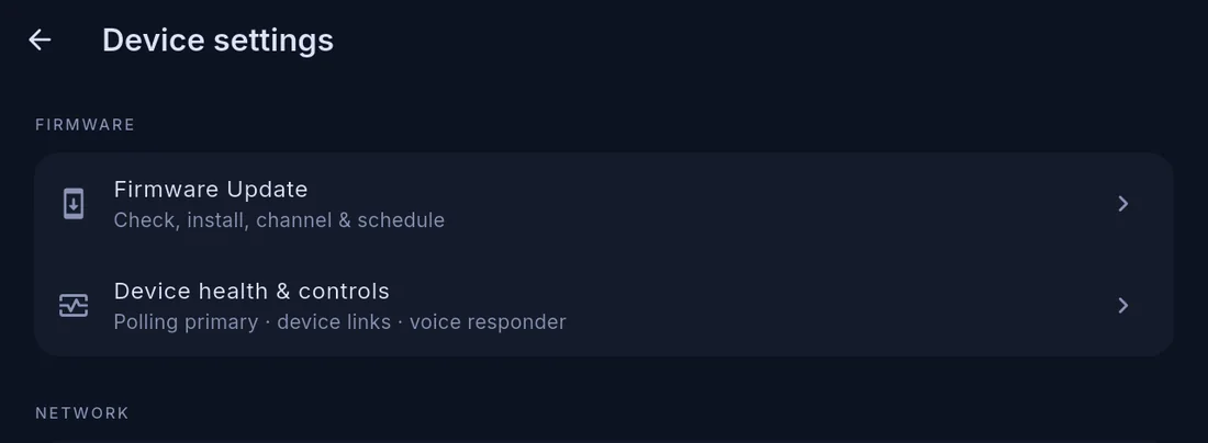 Device settings