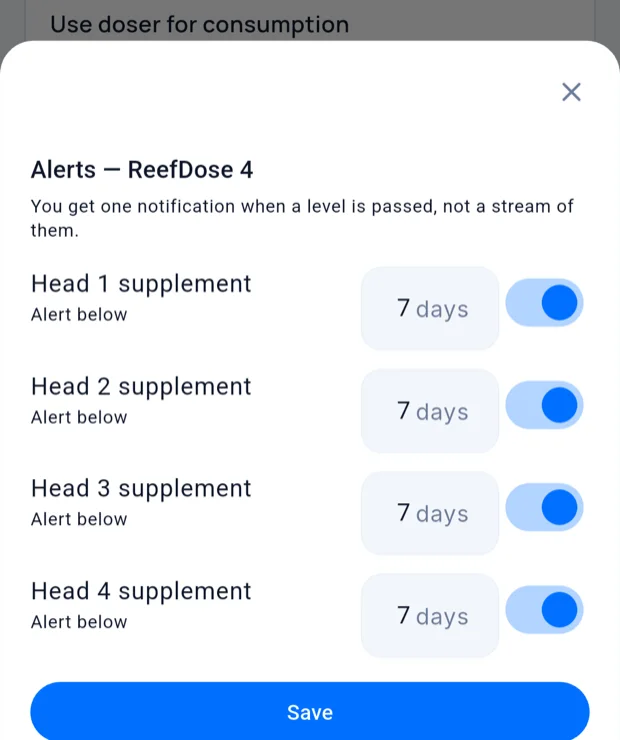 Refill alerts for a dosing unit