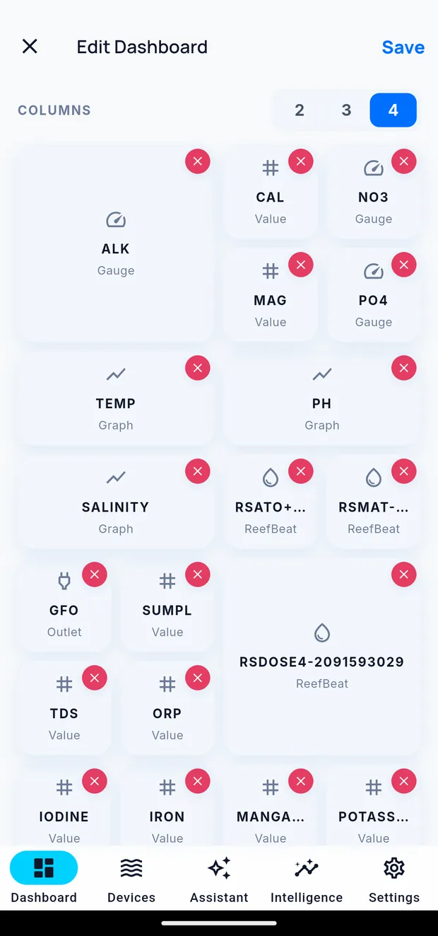 The dashboard editor