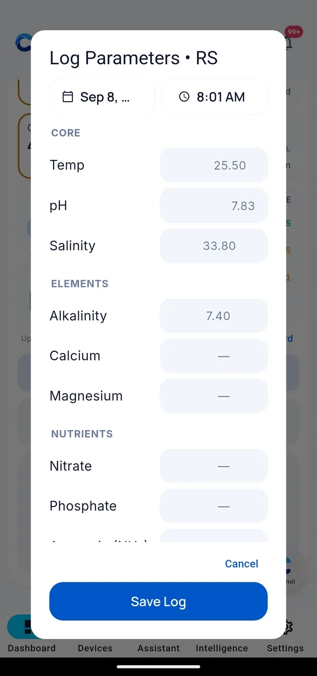 Logging parameters