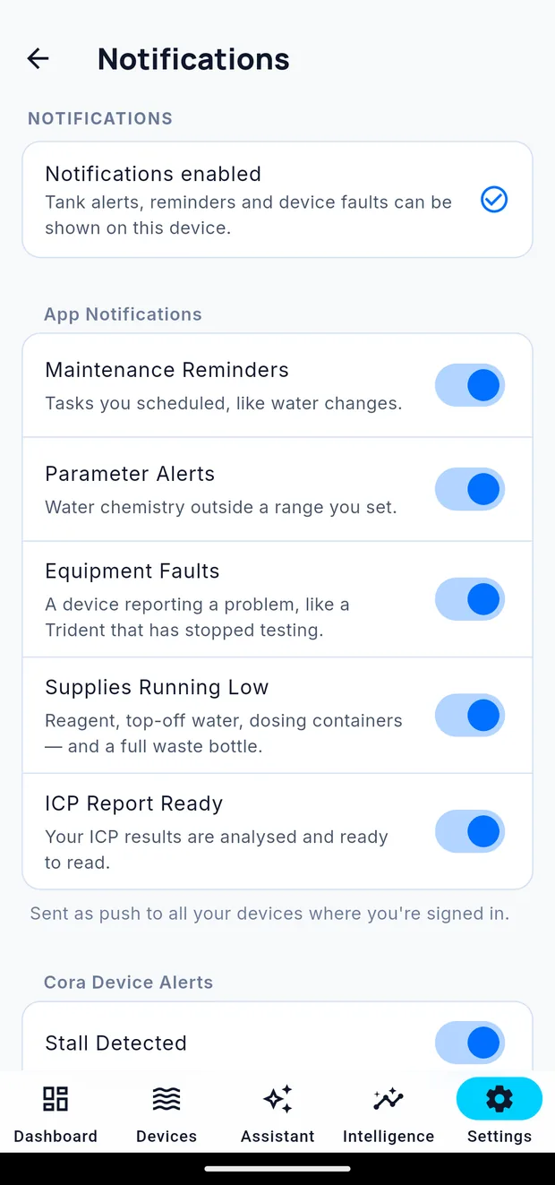 Notification settings